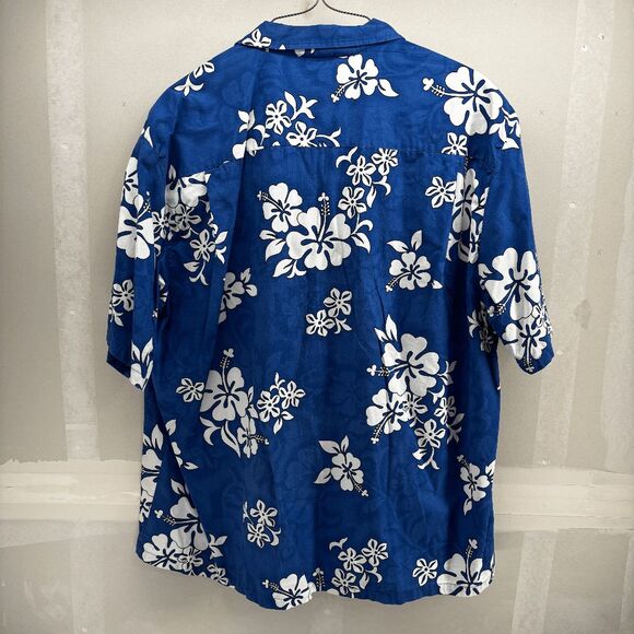 Pacific Legend Floral Shadow Blue White Cotton Camp Hawaiian Shirt Size 3XL EUC - Picture 3 of 5